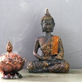 Black resin Thai Buddha statue