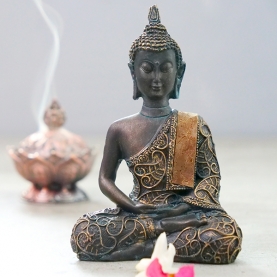 Black resin Thai Buddha statue