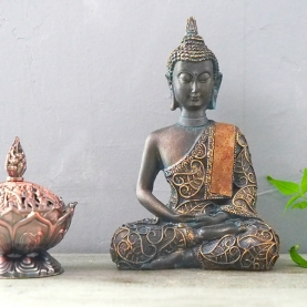 Black resin Thai Buddha statue