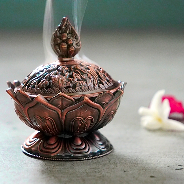 Copper Incense Burner Lotus, Spiritual Handicraft