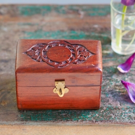 Indian wooden carved jewelry box L12