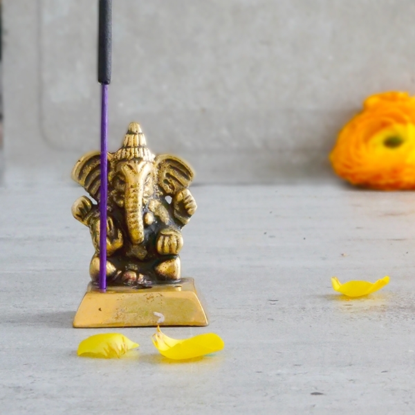 Porte-encens dieu hindou Ganesh en laiton 