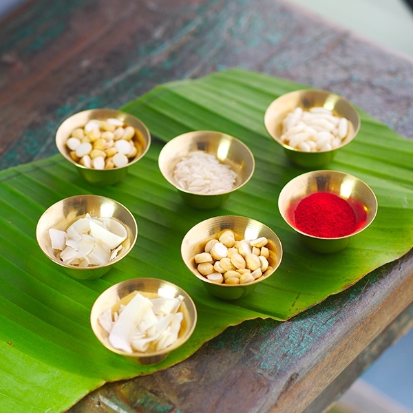 Brass Hindu offering bowls 7 pieces