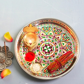 Hindu decorated offering plate Mandala