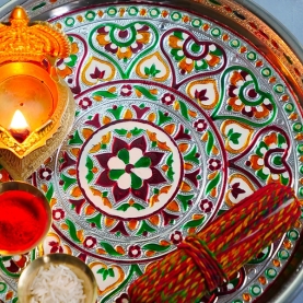 Hindu decorated offering plate Mandala