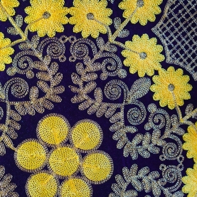 Indian handbag Thela yellow and purple colors