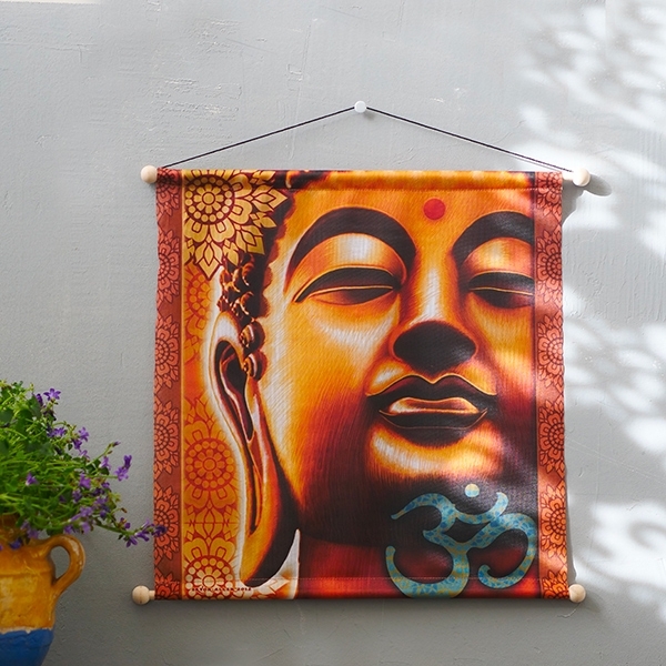 Meditation Banner Golden Buddha design