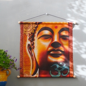 Bannière de méditation Bouddha doré