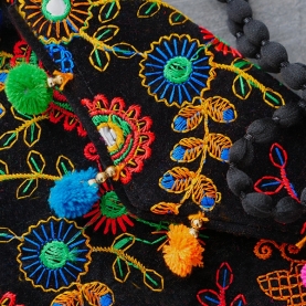 Indian handicraft small handbag Kuch velvet black