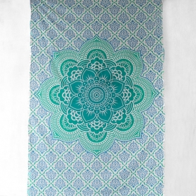 Tenture murale indienne Lotus bleu et vert