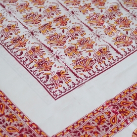 Indian printed tablecloth White and Beige