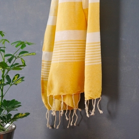 Serviette de plage coton pur indien jaune