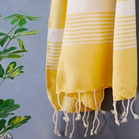 Indian pure cotton handcrafted towel yellow