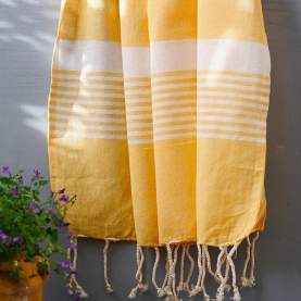 Indian pure cotton handcrafted towel yellow