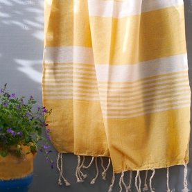 Indian pure cotton handcrafted towel yellow