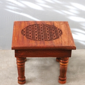 Indian wooden small table Flower of life