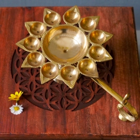 Indian oil lamp handicraft Panch arti deepak