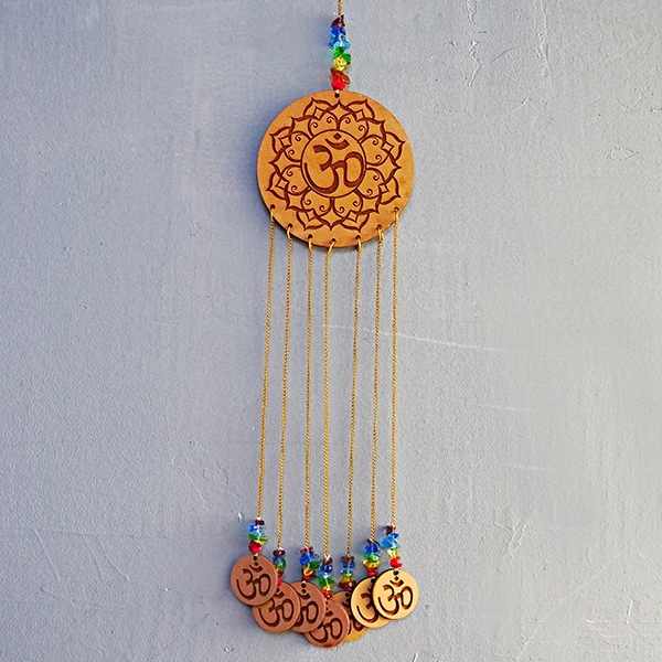 Wooden wind chime OM and 7 chakras
