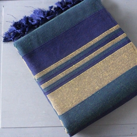 Couverture de canapé coton indien bleu et jaune