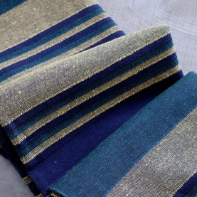 Couverture de canapé coton indien bleu et jaune