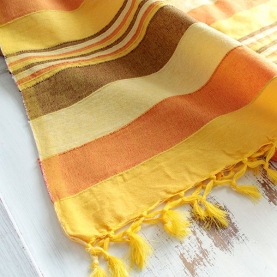 Couverture de canapé coton indien jaune et marron