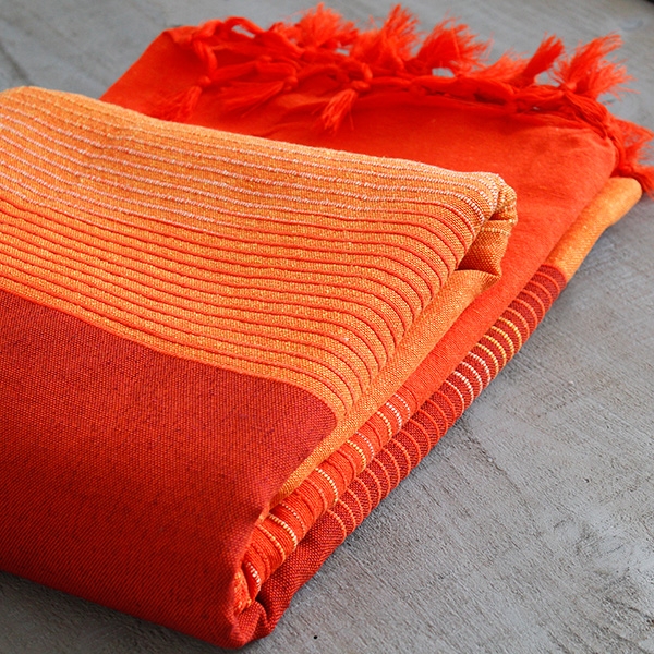 Couverture de canapé coton indien orange