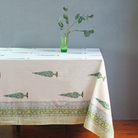 Indian handcrafted printed table cover blue and green