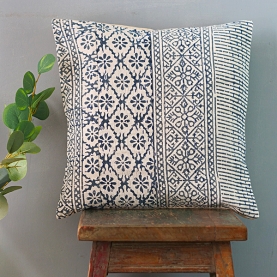 Indian cushion cover Kantha blue L40