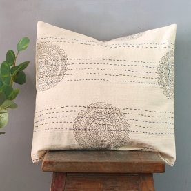 Indian cushion cover Kantha grey L40