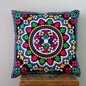 Indian cushion cover embroidered black L40