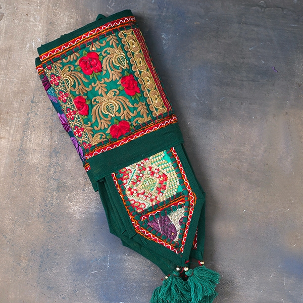 Indian cotton vaner wall Toran patchwork green