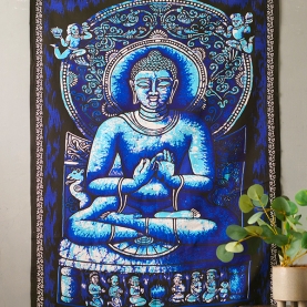 Indian painted wall hanging Buddha meditation