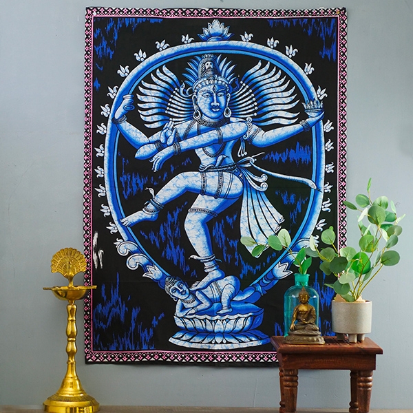 Tissu mural indien peint Shiva dansant