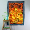 Tissu mural indien peint Ganesh orange