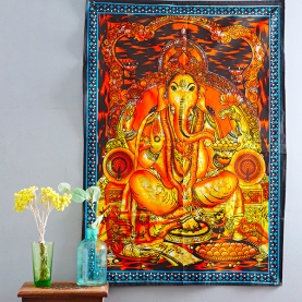 Tissu mural indien peint Ganesh