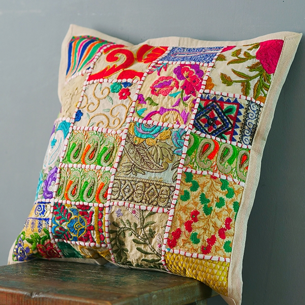 Indian cushion cover Patchwork white L42