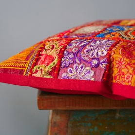Housse de coussin indienne patchwork