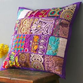 Indian cushion cover Patchwork purple L42