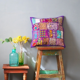 Housse de coussin indienne artisanale