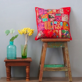 Housse de coussin indienne patchwork