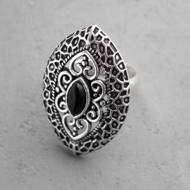Indian ethnic ring adjustable size silver color