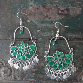 Indian earrings boho green colors