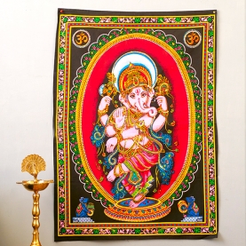 Tissu mural indien peint Ganesh