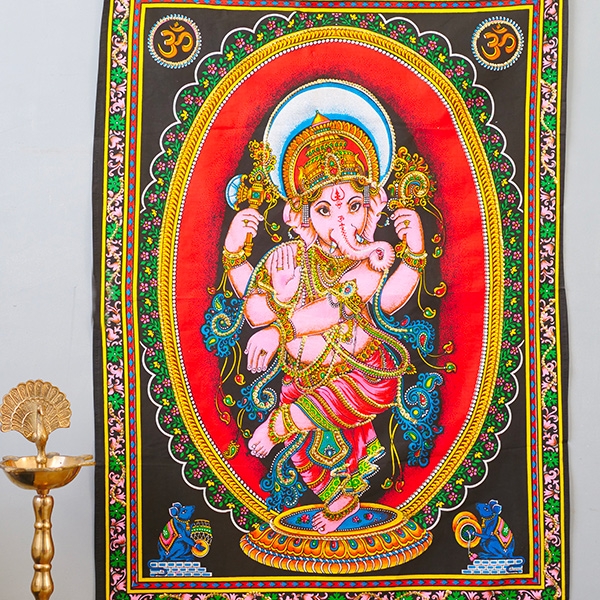 Tableau Mural 5 Pièces éléphant Hindou Ganesha Sur Toile Encadrée - Art Indien