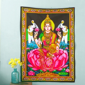 Tissu mural indien peint Lakshmi