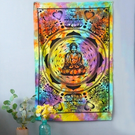 Tissu mural indien Bouddha multicolore