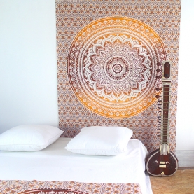 Indian handcrafted cotton wall hanging Lotus brown