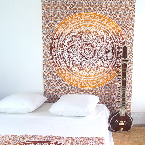 Indian handcrafted cotton wall hanging Lotus brown
