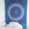 Indian cotton wall hanging Elephants purple and cyan