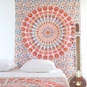 Indian cotton wall hanging Mandala orange and white
